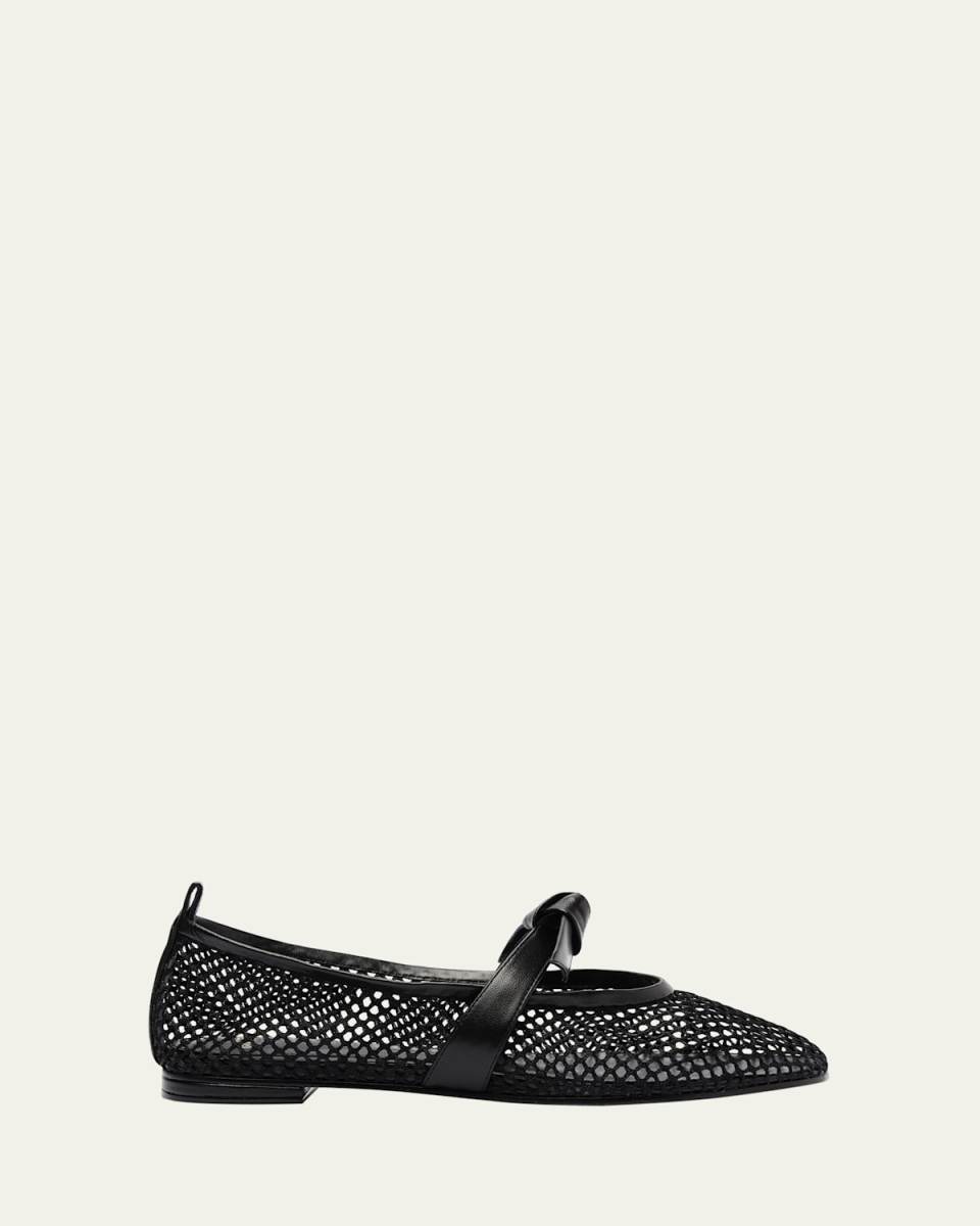 Clarita Bow Fishnet Ballerina Flats